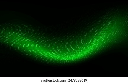 Abstract green dots wave mesh motion technology data design modern futuristic vector background illustration.