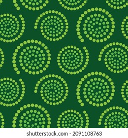 Resumen de los círculos punteados en verde sin inconvenientes. Excelente para decoración casera, textil y de papel pintado  