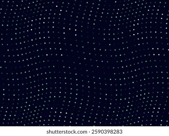 abstract green dotted pattern on dark background, wavy design with digital artistic feel.