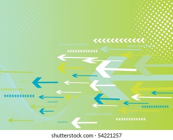 abstrakter, grüner, gewellter Hintergrund mit Pfeilspitzen