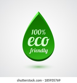 Abstract green drop, eco friendly icon. Vector illustration