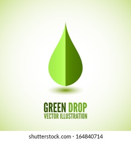 Abstract green drop icon. Vector illustration