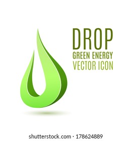 Abstract green drop icon. Vector illustration