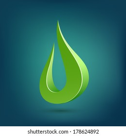 Abstract green drop icon. Vector illustration