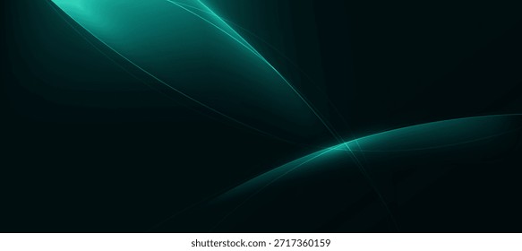 Abstrato Verde Dinâmico Curvado Em Fundo Escuro Design