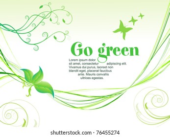 abstract green eco background with wave vector illustration