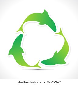 abstract green eco  fish recycle icon vector illustration