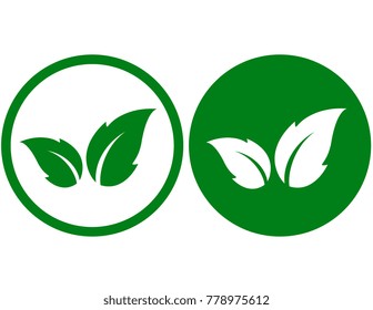 abstract green eco icon with leaf silhouette
