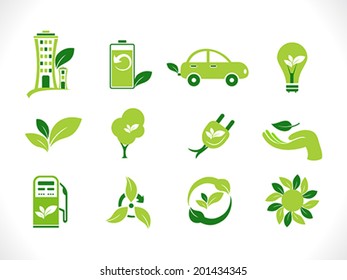 abstract green eco icons vector illustration