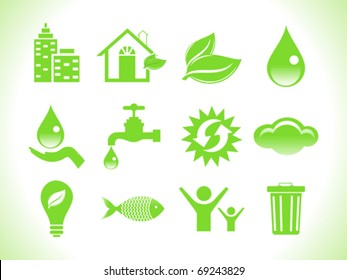abstract green eco icons vector illustration
