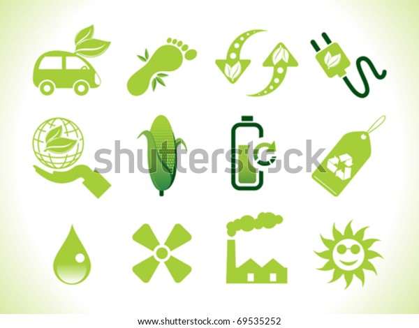 abstract green eco\
icons vector\
illustration