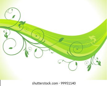 abstract green eco wave background  vector illustration