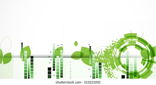 abstract green ecology computer technology vector background business solution