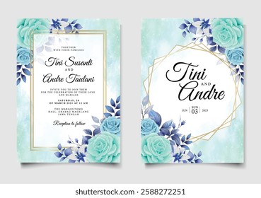 Abstract Green Elegant And Floral Wedding Invitation Card. Illustrator and designer. Wedding Invites, save the date, Birthday Invites, Video Invites, E-Cards.