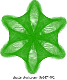 Abstract green element. Spirograph. Decorative shape. Vector illustration.