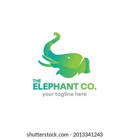 Abstract Green Elephant Logo Design Template