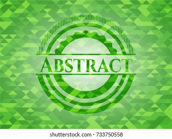 Abstract green emblem with mosaic background