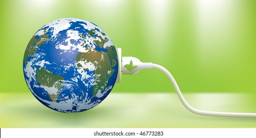 abstract green energy concept with blue Earth