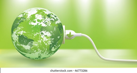 abstract green energy concept with green Earth
