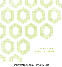 Abstract green fabric textured honeycomb cutout corner frame pattern background