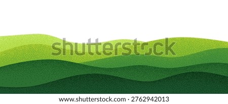 Abstract Green Farm Field Background. Farm Agriculture Landscape Pattern. Vector Organic Green Rice and Grass Fields. Mountains and Tea Hills Collage.