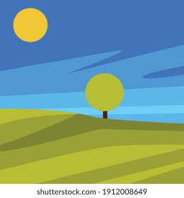 Abstract Green Field and Outdoor Nature Vector Background