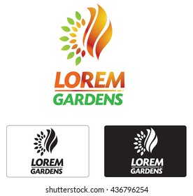 Abstract green ,flame logo concept .