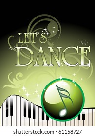 abstract green floral background with musical instrument