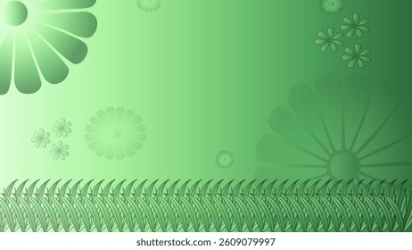 Abstract green floral background with stylized flowers and grass. Perfect for spring, nature, or eco themes.