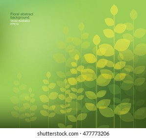 Abstract green floral background. Vector illustration.