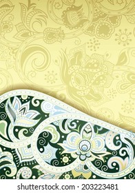 Abstract Green Floral Curve Background