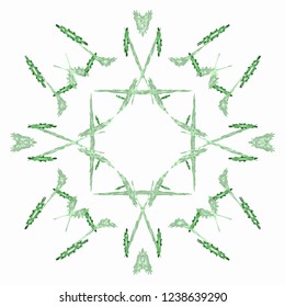 Abstract green floral fractal pattern isolated on white background. Vector.
