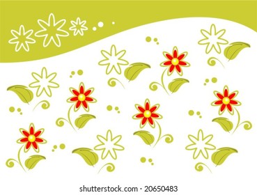 Abstract green floral pattern on a white background.