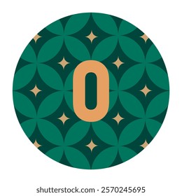 Abstract Green Floral Patterned Circle with Bold “o” Letter