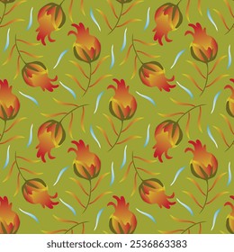 Abstract green floral. Seamless pattern.Creative contemporary floral seamless pattern.