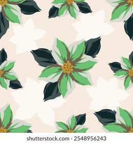 Abstract green floral. Seamless pattern.Creative contemporary floral seamless pattern.