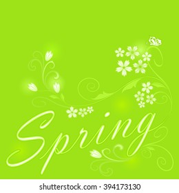 Abstract green floral spring vector background.