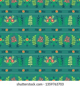 Abstract Green Floral Vector Background Seamless Pattern