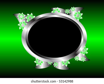 Vetor floral verde abstrato fundo com um quadro floral prata em um fundo graduado verde com espaço para texto