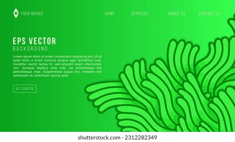 Abstract green flow line digital doodle website background, smooth particle wave, design concept background and wallpaper, vector eps