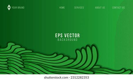 Abstract green flow line digital doodle website background, smooth particle wave, design concept background and wallpaper, vector eps