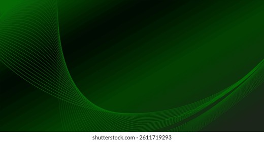 Abstract green flow line digital technology, smooth particle wave style, big data techno, design concept background and wallpaper, vector eps 