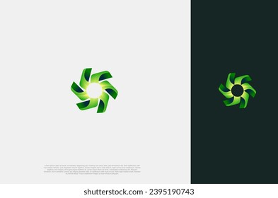 Abstract Green flower Leaf nature environtment element logo design. Power energy ecology sustainability. Vector Concept illustration.