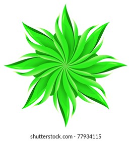An abstract green flower on white background for design