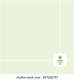 Abstract green flower pot in circle on green  background and have space for insert text, vector illustration