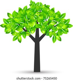 abstract green flower tree