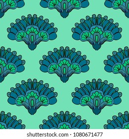 abstract green flowers on black vintage background