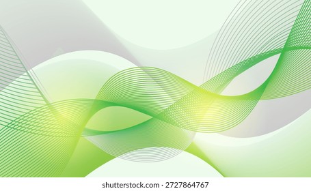 Fundo abstrato de onda de fluxo verde com linhas curvas suaves