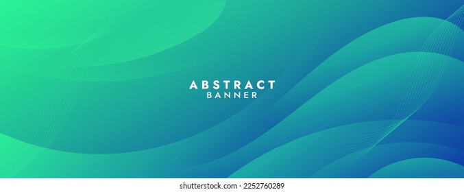 Abstract Green Fluid Banner Template. Modern background design. gradient color. Dynamic Waves. Liquid shapes composition. Fit for banners