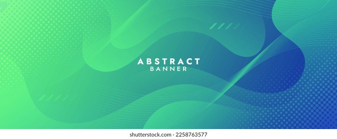 Abstract Green Fluid Banner Template. Modern background design. gradient color. Dynamic Waves. Liquid shapes composition. Fit for banners